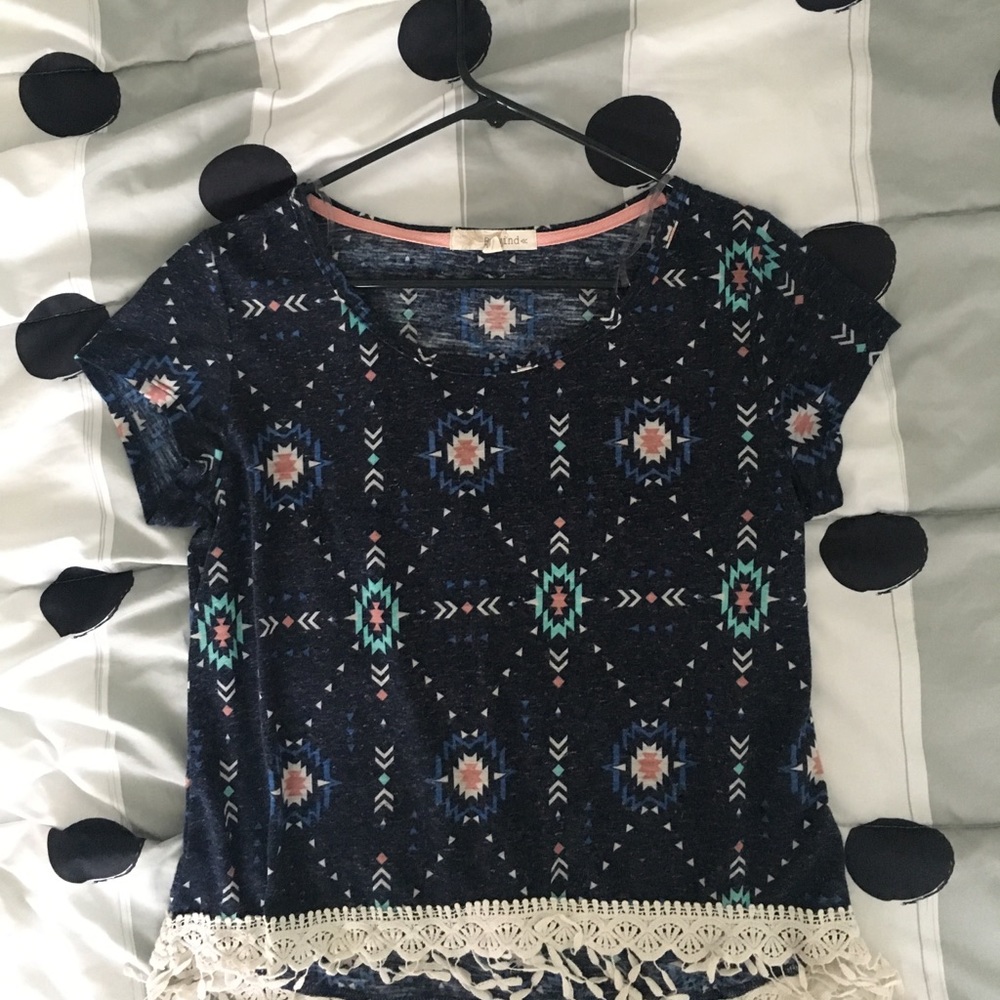 tribal patten shirt with fringe