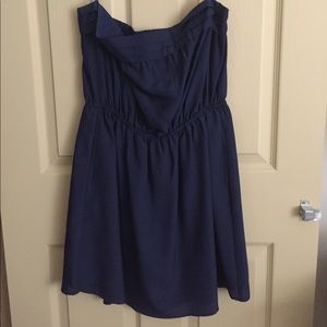 Short navy blue strapless halter dress