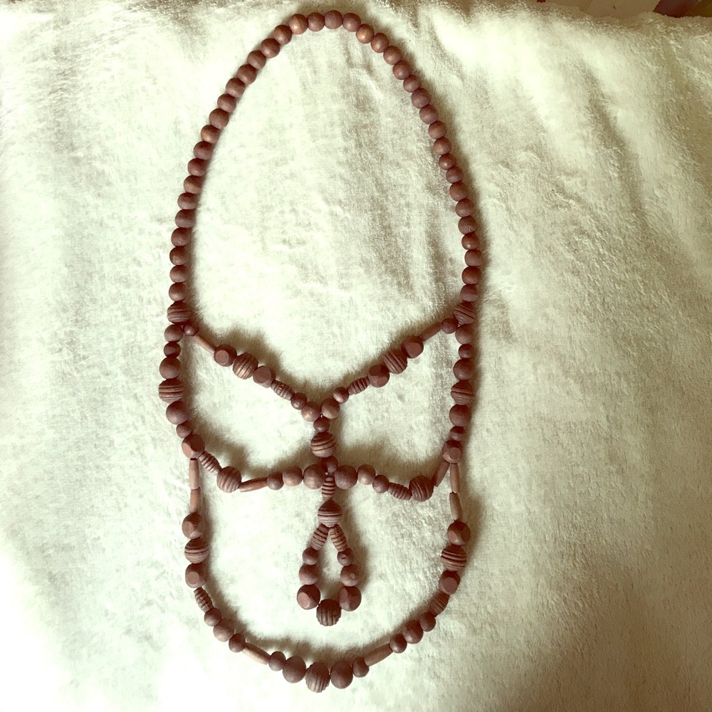 Anthropologie long wooden bead necklace