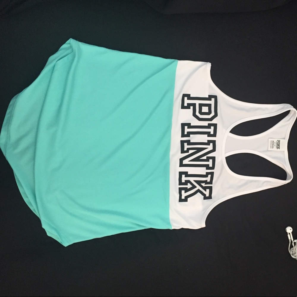 PINK blue and white tank