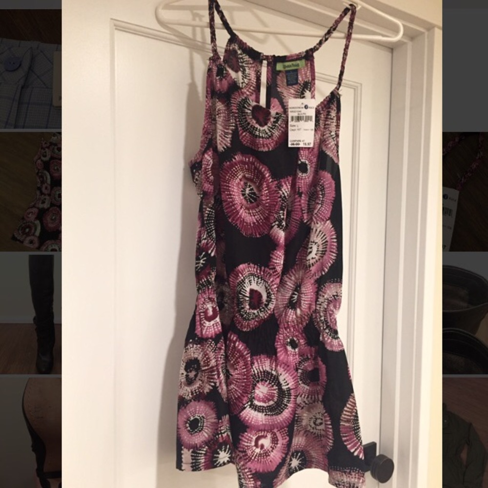 NWT cute print tank with gathering at the waist