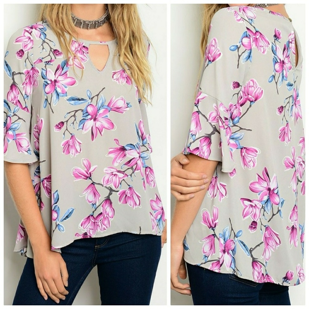 BUY 1, GET 1 FREE! Keyhole floral top