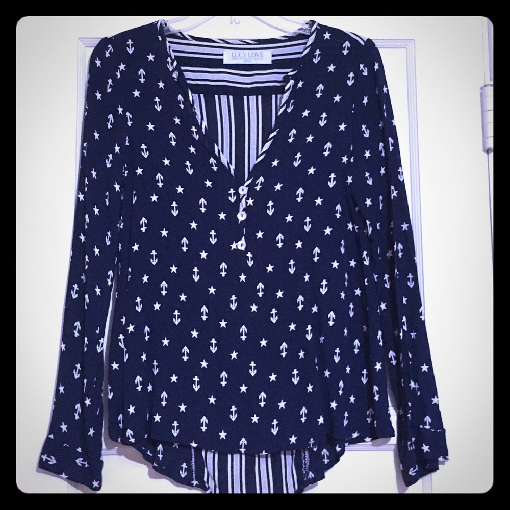 Lucy Love Navy Blouse ‼️WORN ONLY ONCE‼️