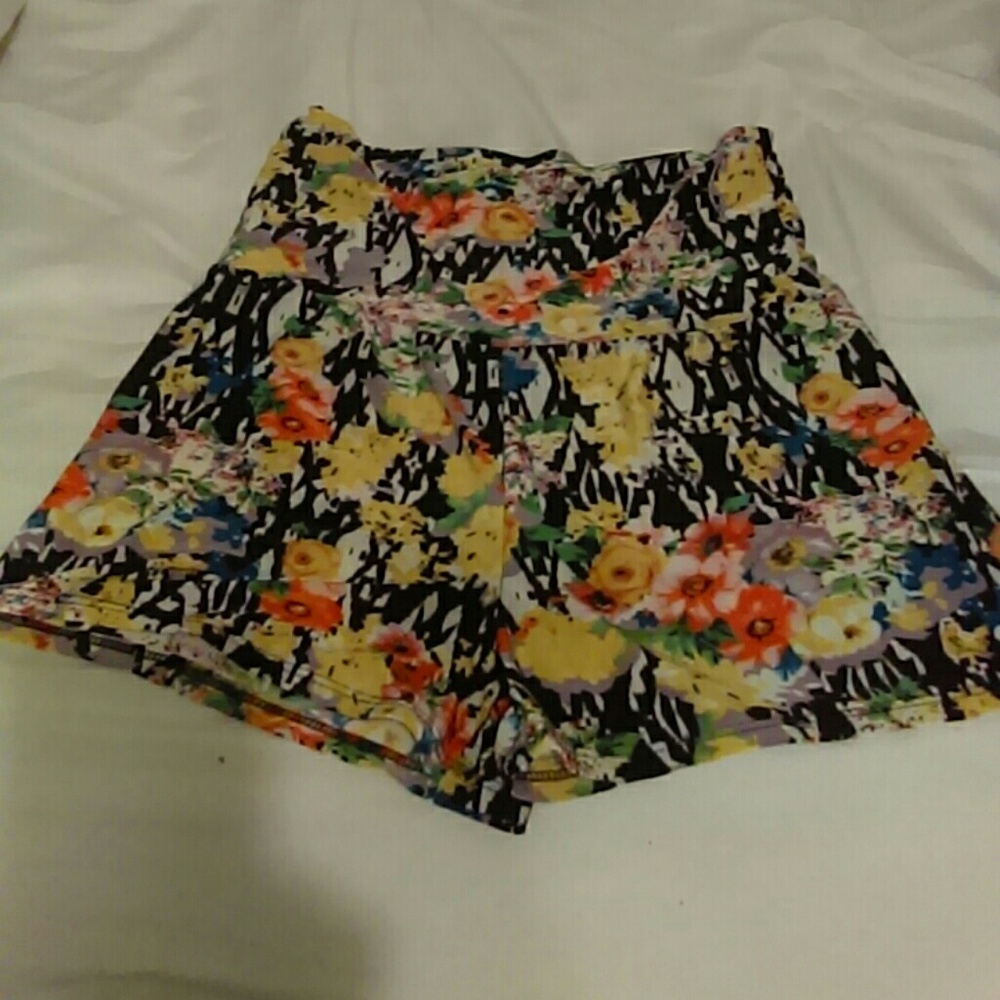 Floral print poly spandex mix shorts
