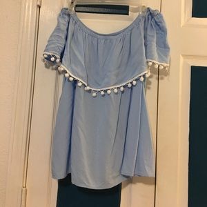 Off the shoulder baby blue top