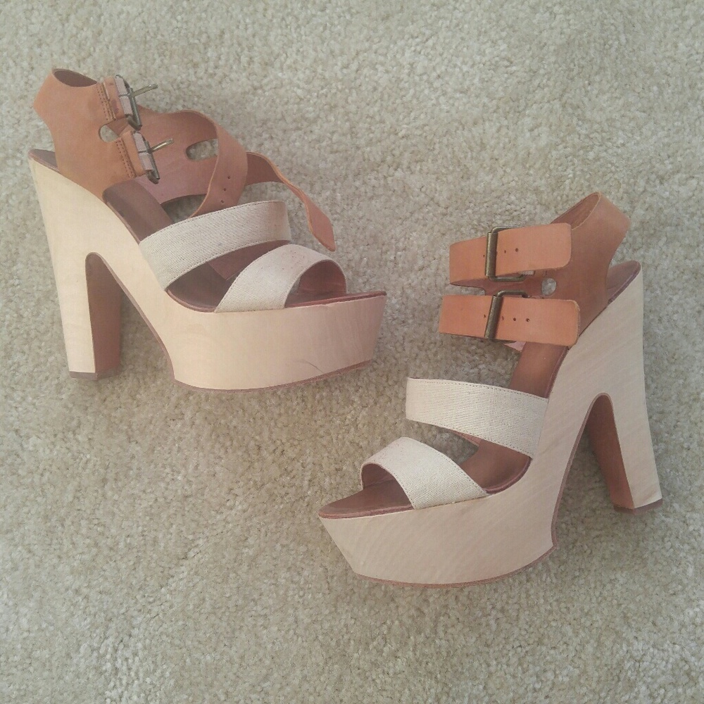 J. Litvack Charlton Leather and Canvas Heels