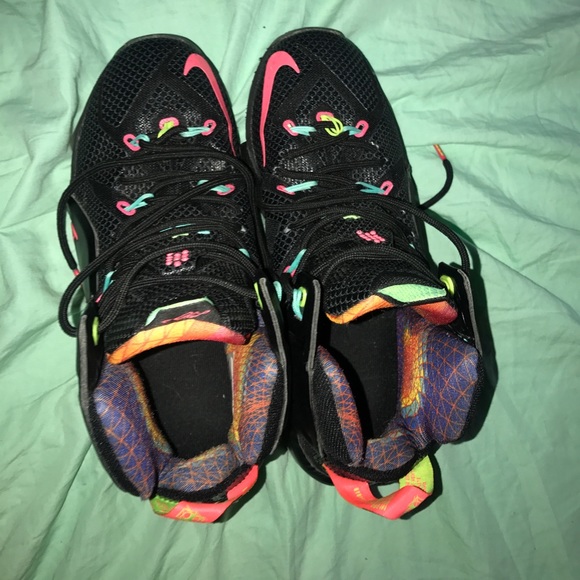 Nike Lebron 12 black,turquoise,orange(used once) - Picture 3 of 5