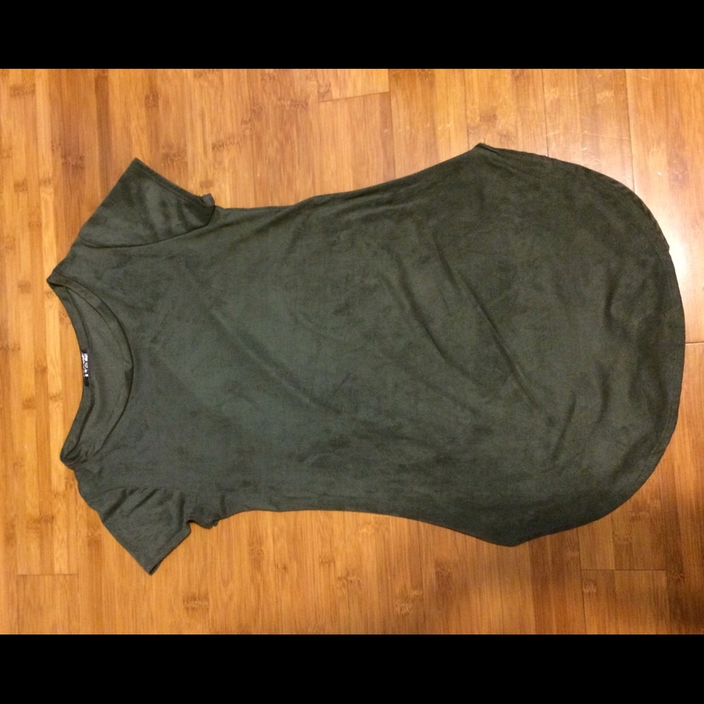 Suede Army Green Tee Shirt Dress NWOT