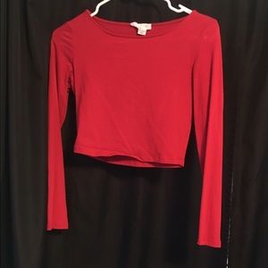 Red long sleeve crop top