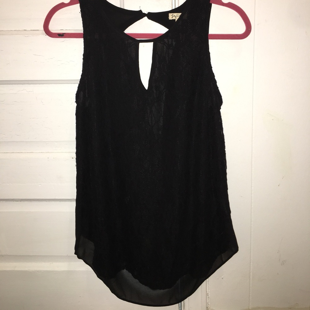 Lacy, black tank top