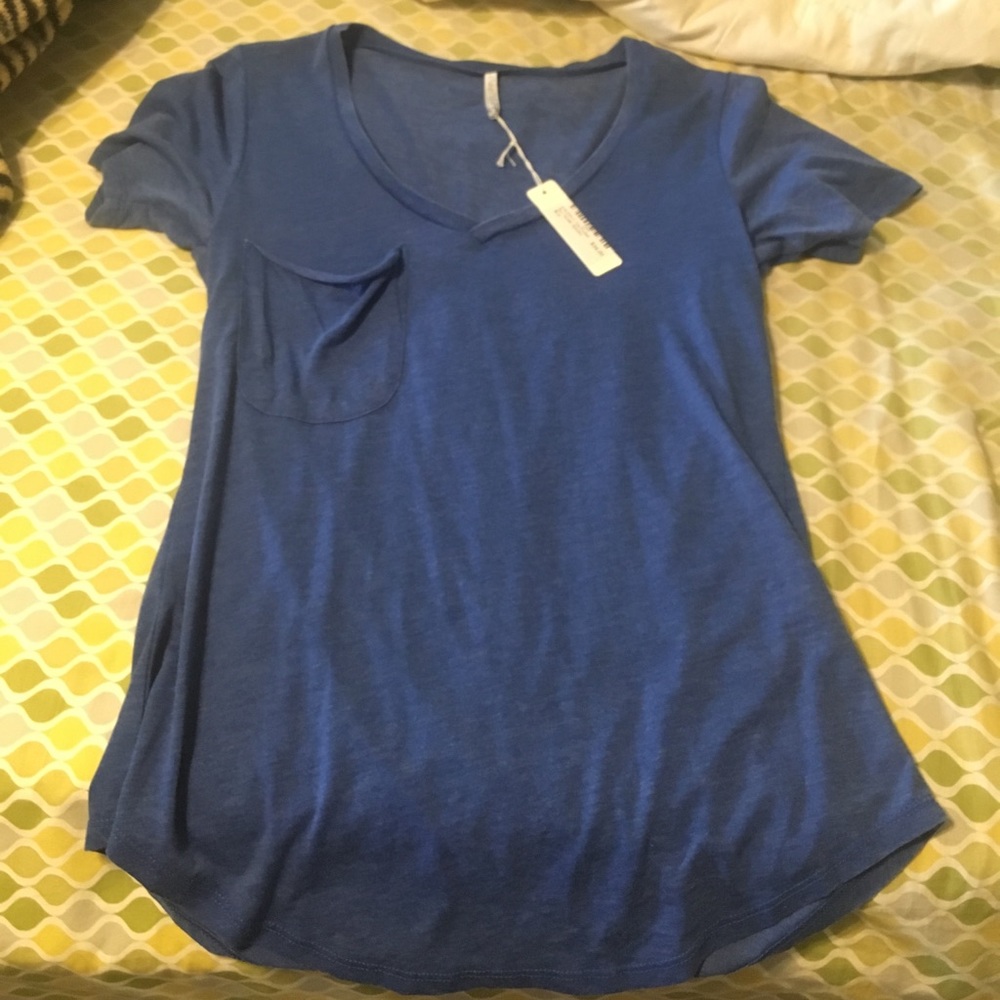 Small Brand new Electric blue Z supply pocket tee
