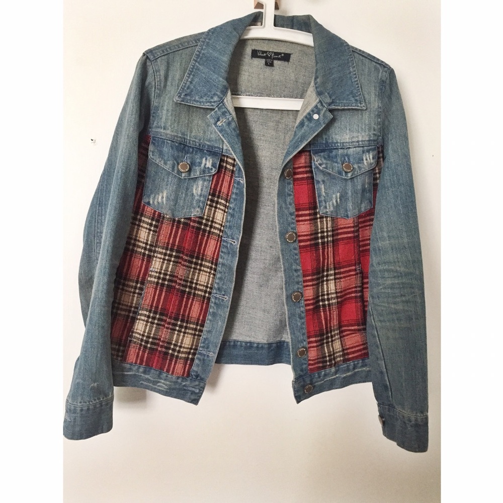 Cute plaid jean jacket