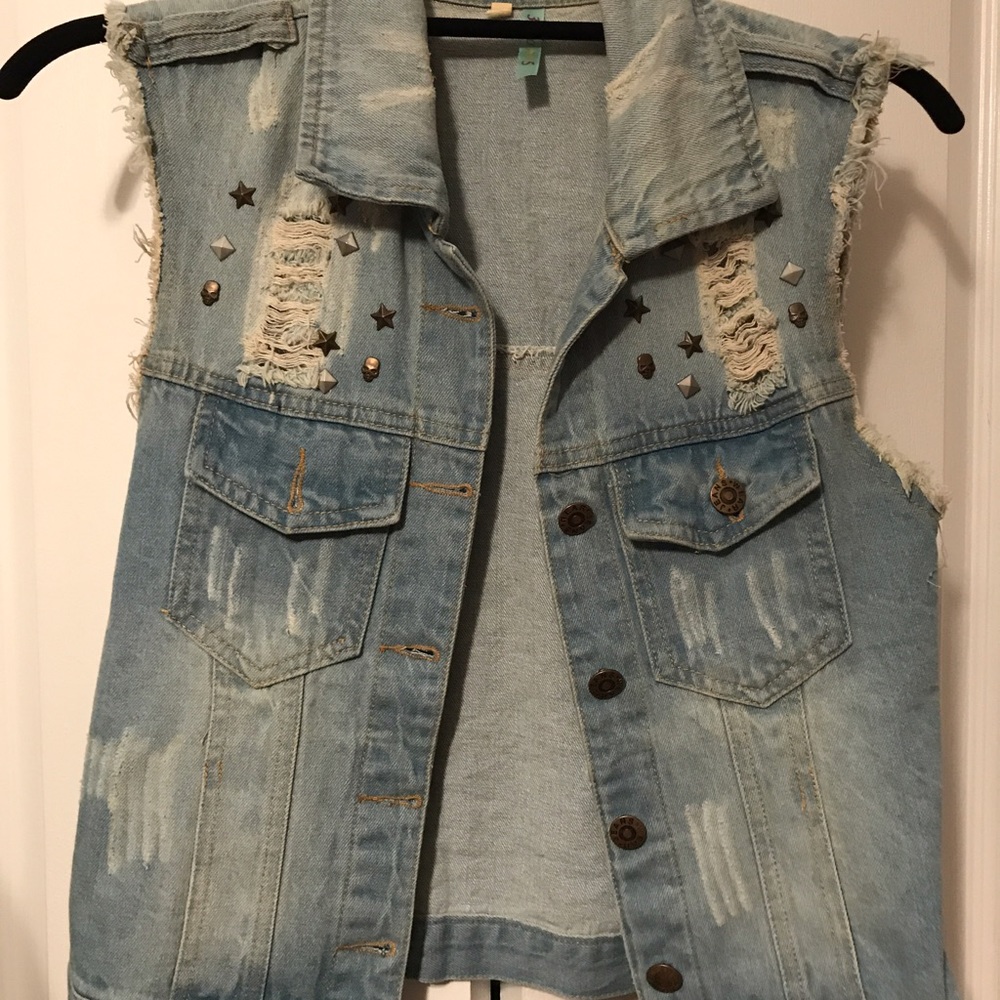 Denim Studded Vest