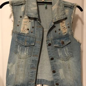 Denim Studded Vest