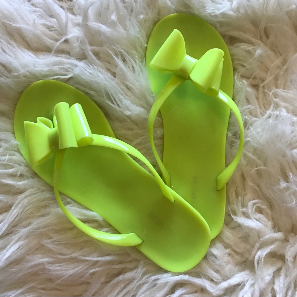 Express - Neon Yellow Sandals with Bow
