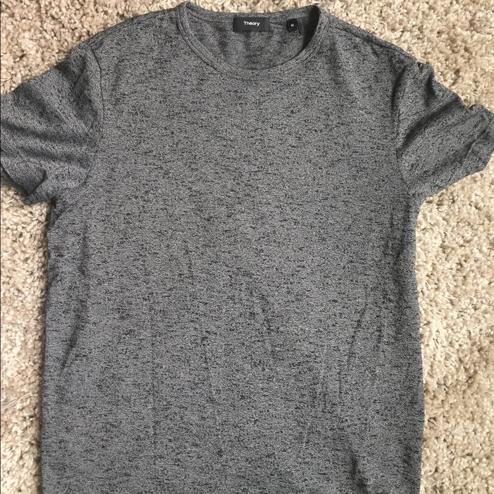 Men's theory gray and black distressed t shirt