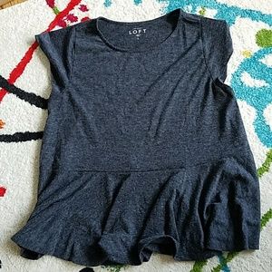 Loft cap sleeve peplum ruffle top size L