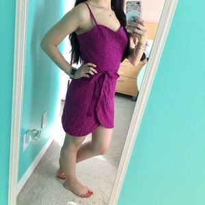 AEO Plum Lace Tulip Wrap Dress