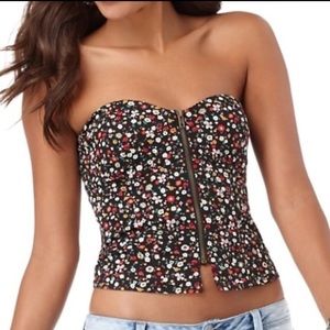 American Rag Zip Front Floral Corset Top