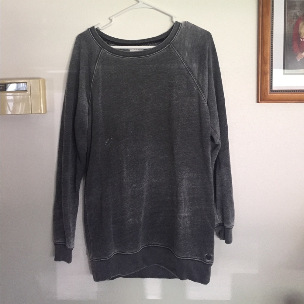 Grey distressed jegging sweatshirt