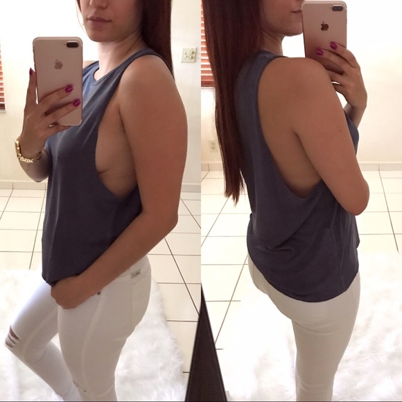 LAST CHANCE 🎆 Washed Blue Muscle Tank - Picture 2 of 2