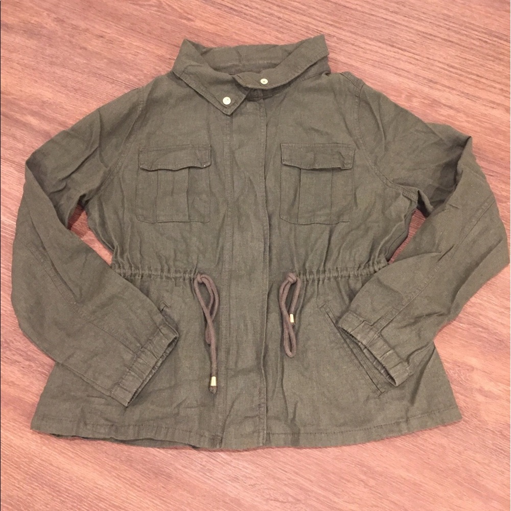 Linen blend summer weight olive military jacket❤️