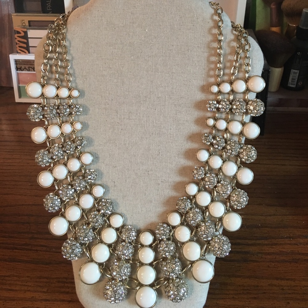 BRAND NEW Baublebar white/rhinestone Bib necklace
