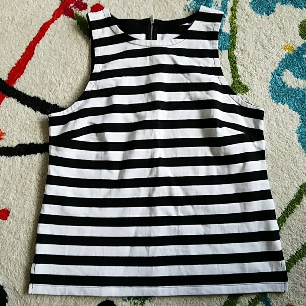 Banana Republic B/W Stripe Tank with Back Zipper