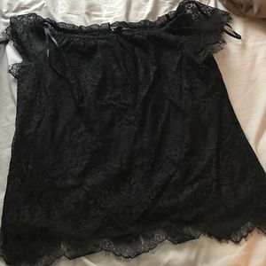 Black lace off the shoulder top