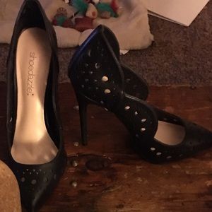 Black laser cut heels