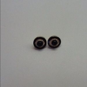 Vintage Black and Rhinestone Stud Earrings