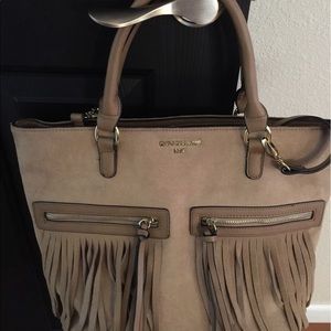 tan suede like purse.