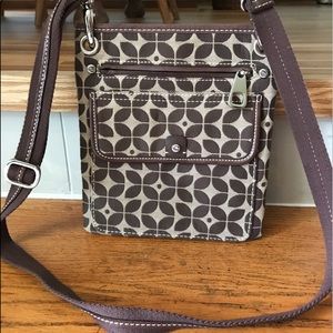 Brown and tan Fossil crossbody bag