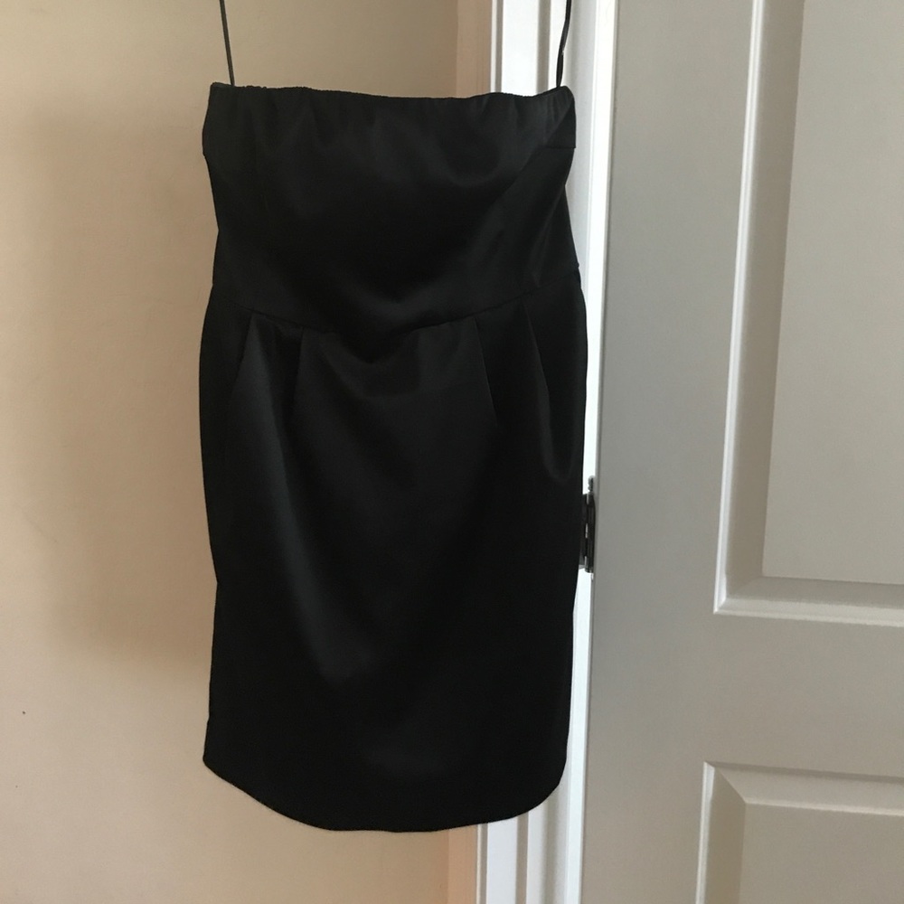 Black strapless cocktail dress