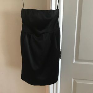 Black strapless cocktail dress