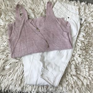 Knitted tank and Racheal Roy Denim