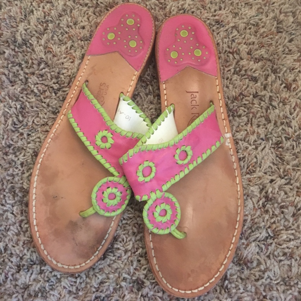 Pink and green size 10 jack roger sandals