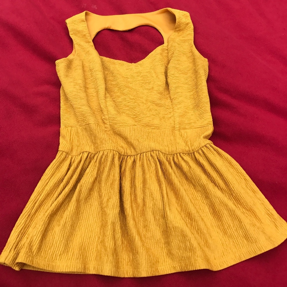 Mustard Yellow Blouse with Heart Cutout Back | S