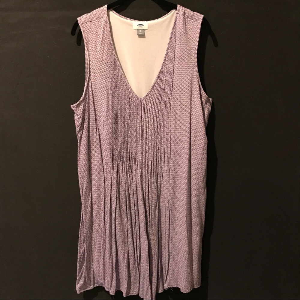 V-Neck A-Line Dress with Front Neckline Pleating