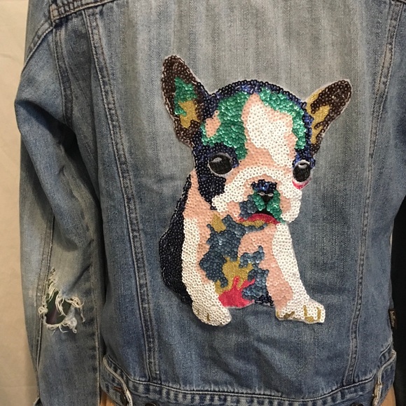 french bulldog denim jacket