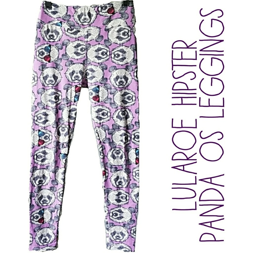 ⤵Lularoe Hipster Panda 3D Glasses Leggings OS LLR