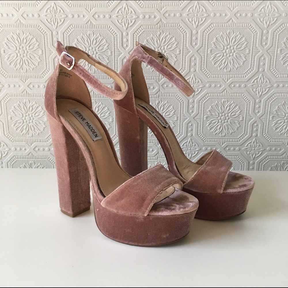 Steve Madden Gonzo platform velvet blush heels