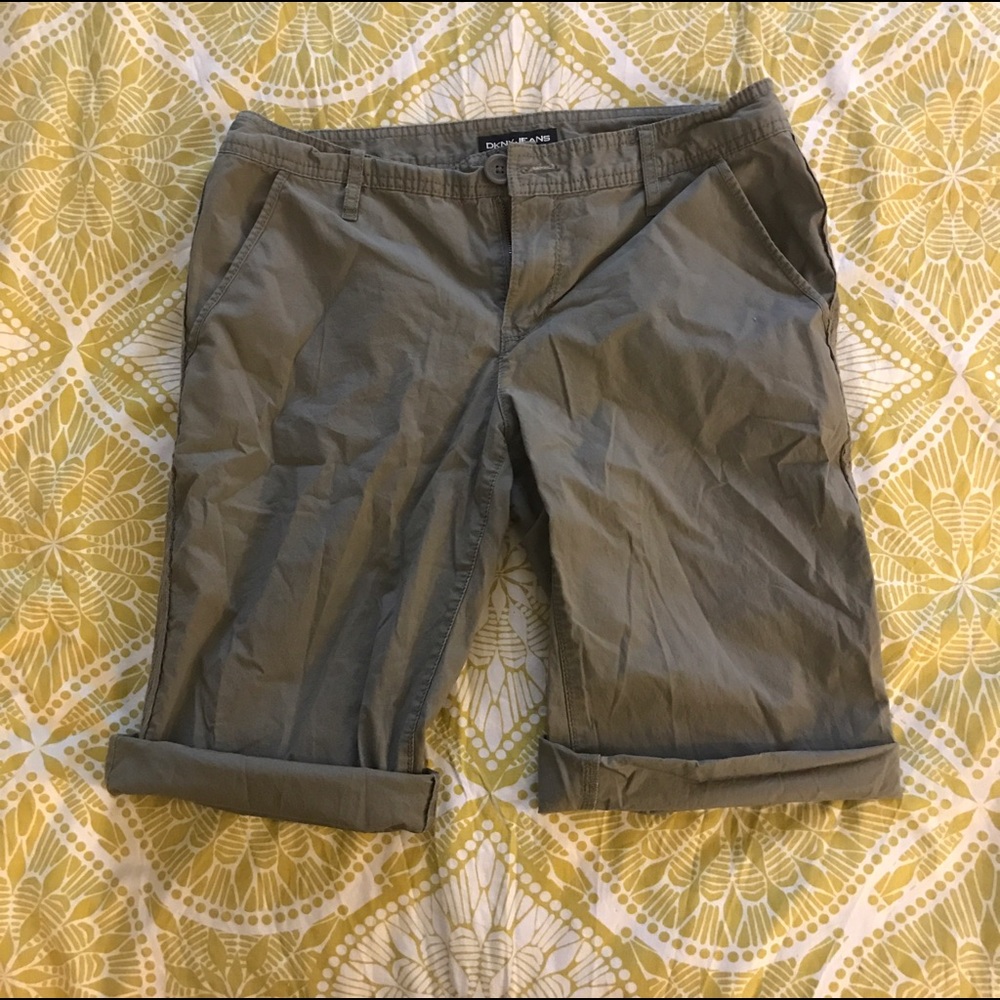 DKNY army green khaki bermuda shorts