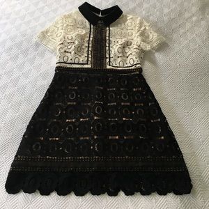 Self Portrait Black and White Lace Cocktail Dress