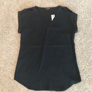 Black silk blouse with shoulder cut outs