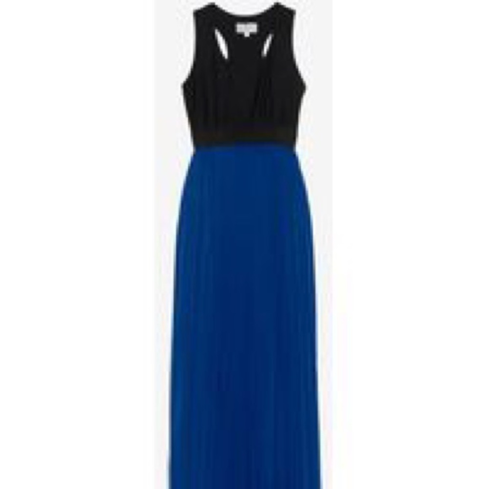 Alexis racerback black and blue pleated dress