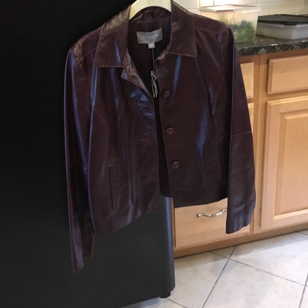 Ann Taylor leather bomber jacket
