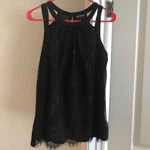 Black lace front tank