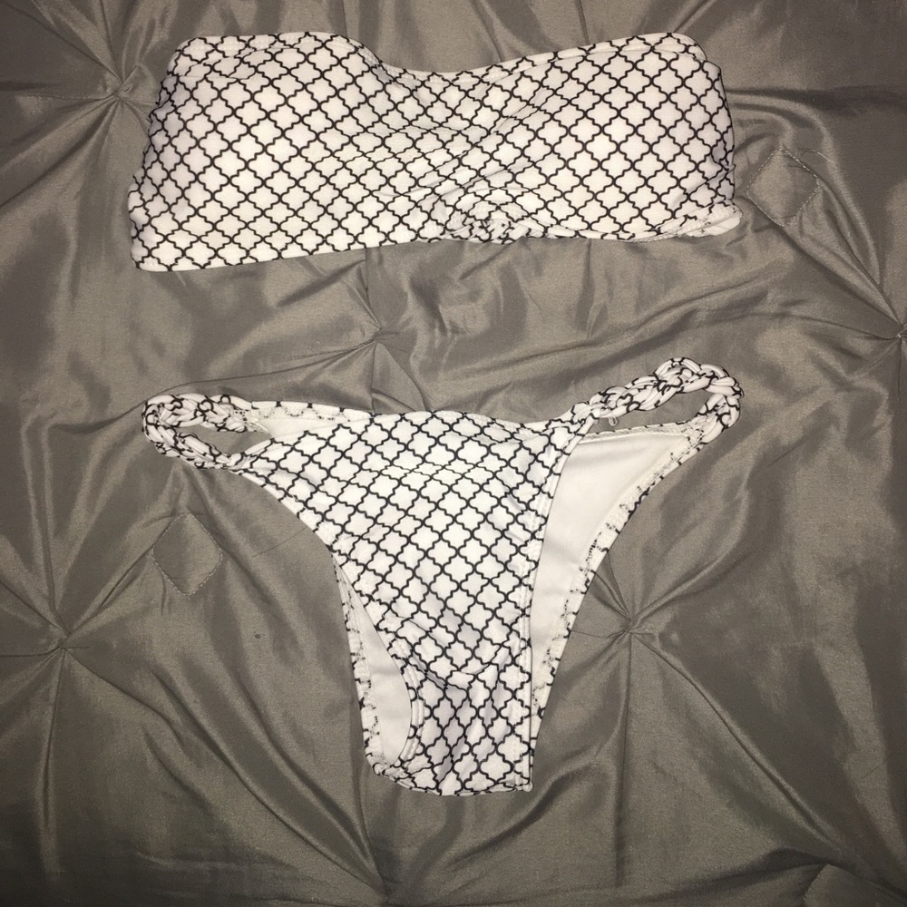 white Bando swimsuit 2 piece