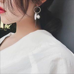 ✨marble pendent silver tone earrings